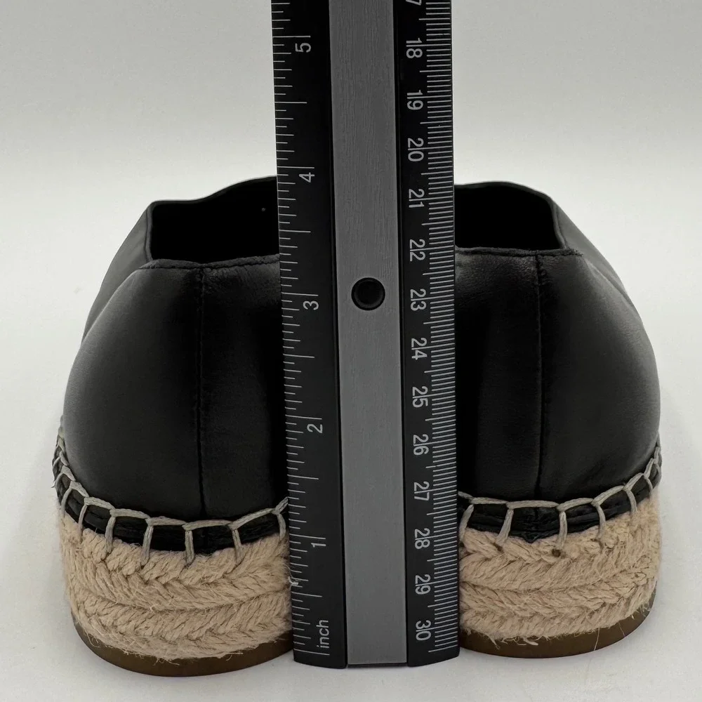 Eileen Fisher Espadrille Flats Leather Slip On Minimalist Women 9.5 Black Office
